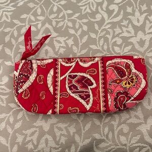 Vera Bradley Red Paisley Quilted Zip Cosmetic Pouch